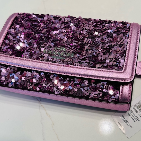 NWT COACH Lilac Flap Clutch Crossbody - Picture 6 of 10